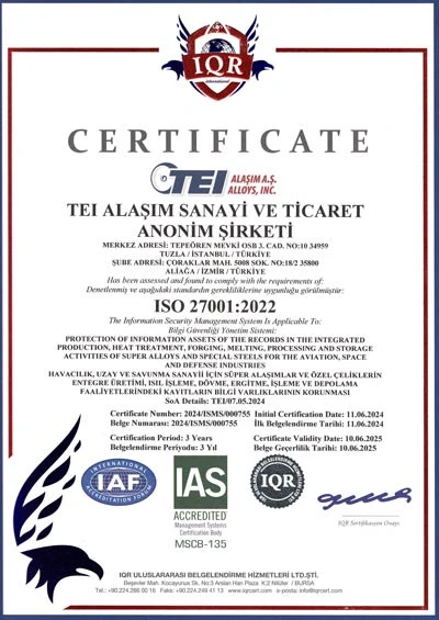 TEI ALAŞIM ISO 27001