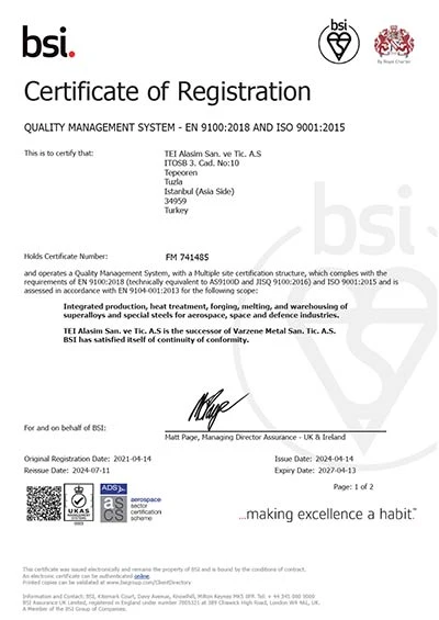TEI Alloy ISO9001